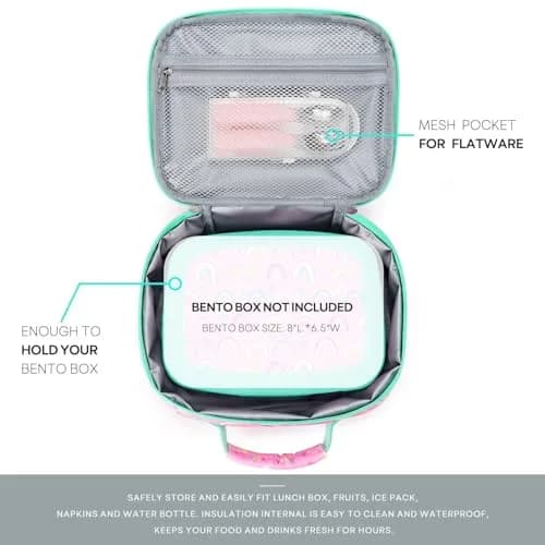 mibasies Kids Lunch Box for Girls, Insulated Lunch Bag School Kindergarten Pink Rainbow 2.5L (8.5 Fl Oz) | Cute & Durable for School thumbnail 3