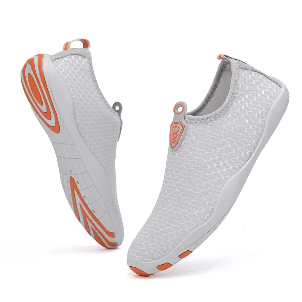 Vsufim Water Sports Barefoot Shoes Aqua Socks for Women Men | Quick-Dry Breathable Stretch Upper (12 Women/11 Men) — Light Grey