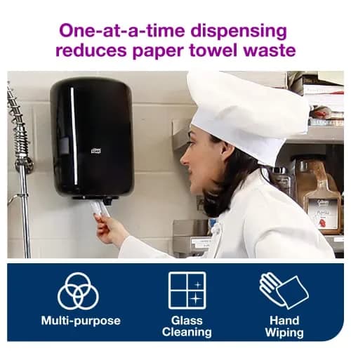 Tork Centerfeed Wall Mounted Dispenser White - M2 + Refill - Centerfeed Hand Towel White, 6 x 600 Sheets | High Absorbency, Easy One-Hand Operation thumbnail 4
