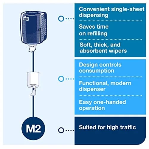 Tork Centerfeed Wall Mounted Dispenser White - M2 + Refill - Centerfeed Hand Towel White, 6 x 600 Sheets | High Absorbency, Easy One-Hand Operation thumbnail 6