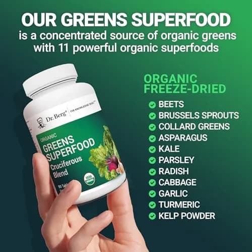 Dr. Berg Nutritionals Greens Superfood Cruciferous Vegetable Tablets | Organic Phytonutrient Support for Energy & Liver (90 Tablets) thumbnail 6