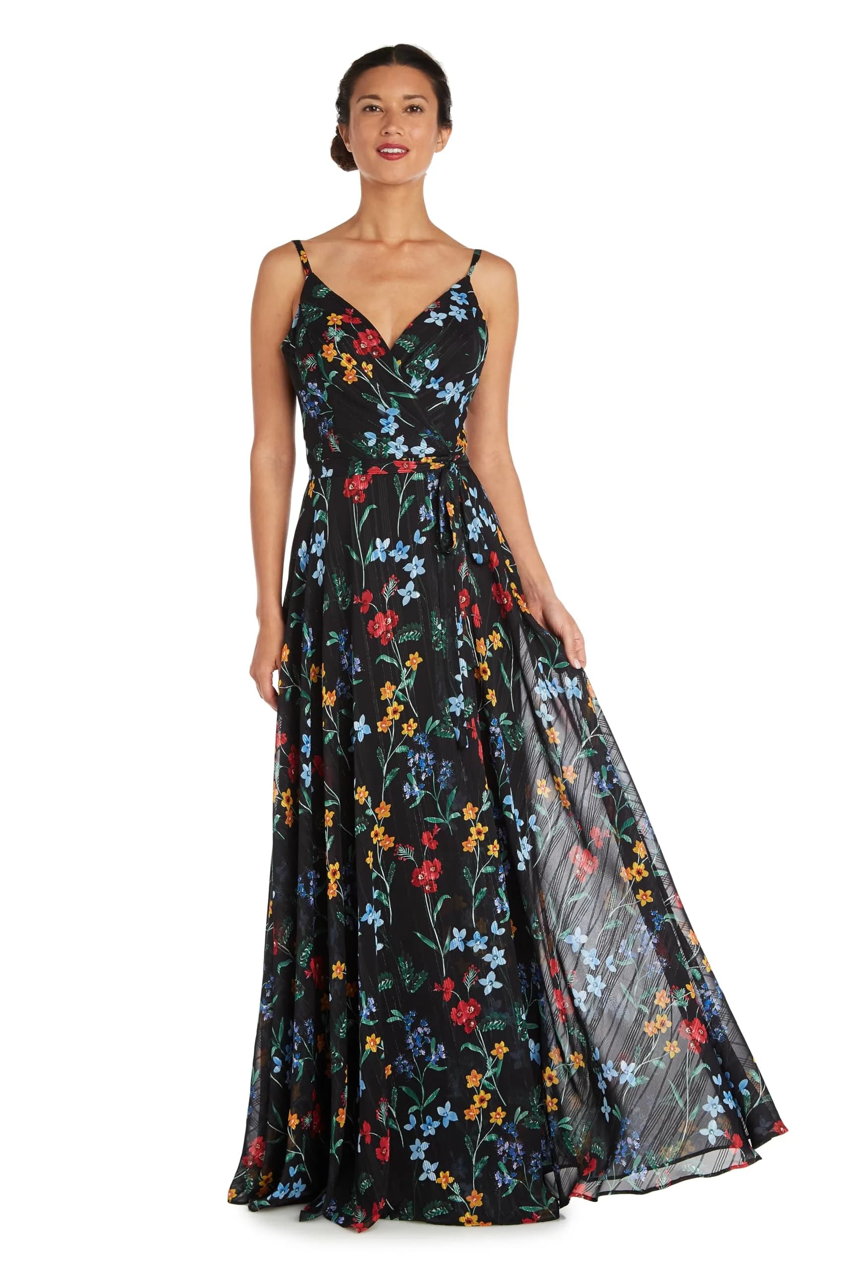 NIGHTWAY Women's Floral Satin Chiffon Maxi Dress 12 Petite | Flowy Summer Style