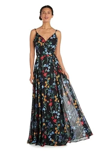 NIGHTWAY Women's Floral Satin Chiffon Maxi Dress 12 Petite | Flowy Summer Style thumbnail 1