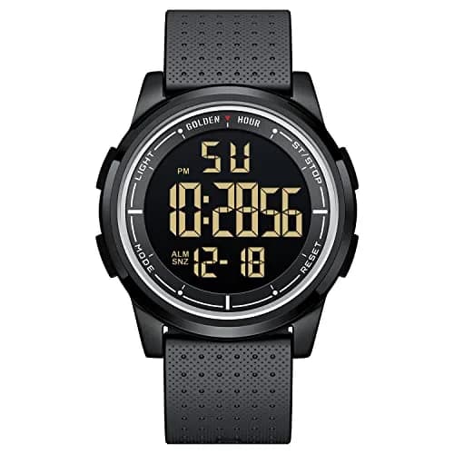 GOLDEN HOUR Ultra-Thin Minimalist Sports Waterproof Digital Watch 43mm (1.69 in) | Wide-Angle Display Rubber Strap thumbnail 1