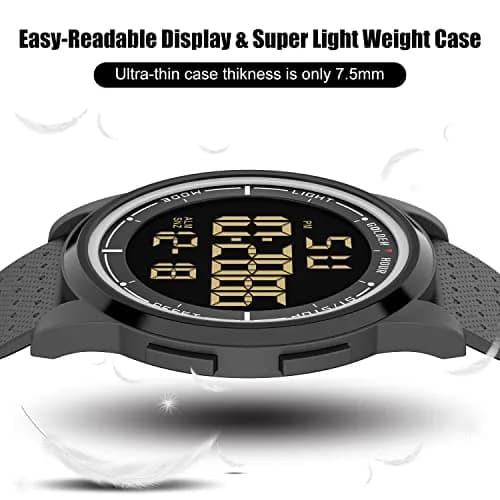 GOLDEN HOUR Ultra-Thin Minimalist Sports Waterproof Digital Watch 43mm (1.69 in) | Wide-Angle Display Rubber Strap thumbnail 3