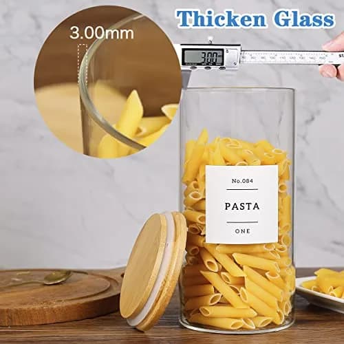 HHMJSM 5 Pcs Glass Food Storage Containers with Labels | Thick(3mm) Airtight Canisters for Kitchen & Pantry thumbnail 4