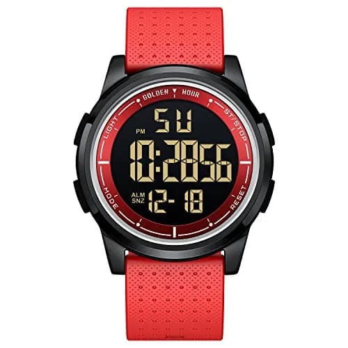 GOLDEN HOUR Ultra-Thin Minimalist Sports Digital Watch Red | 43mm Case, 50M Water Resistant thumbnail 1