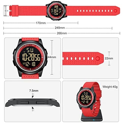 GOLDEN HOUR Ultra-Thin Minimalist Sports Digital Watch Red | 43mm Case, 50M Water Resistant thumbnail 4