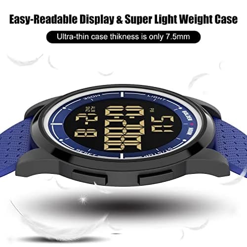 GOLDEN HOUR Minimalist Digital Sports Watch 43mm (1.69 in) | Water Resistant 50M, EL Backlight, Date, Alarm thumbnail 5