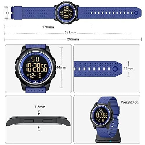 GOLDEN HOUR Minimalist Digital Sports Watch 43mm (1.69 in) | Water Resistant 50M, EL Backlight, Date, Alarm thumbnail 3