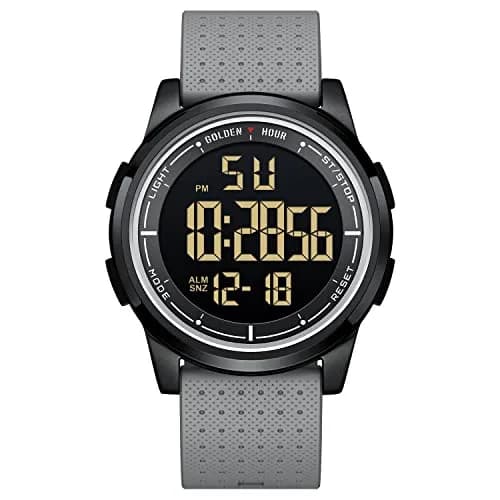 GOLDEN HOUR Minimalist Digital Sports Watch 43mm (1.69 in) | Water Resistant 50M, EL Backlight, Date, Alarm thumbnail 1