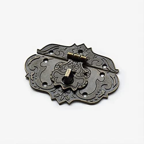 LDCREEE Antique Embossing Decorative Brass Hasp Clasp Latch Lock with Screws for Jewelry Box Ordinary Box Wooden Case Furniture Decoration (Bronze-2pcs) thumbnail 3