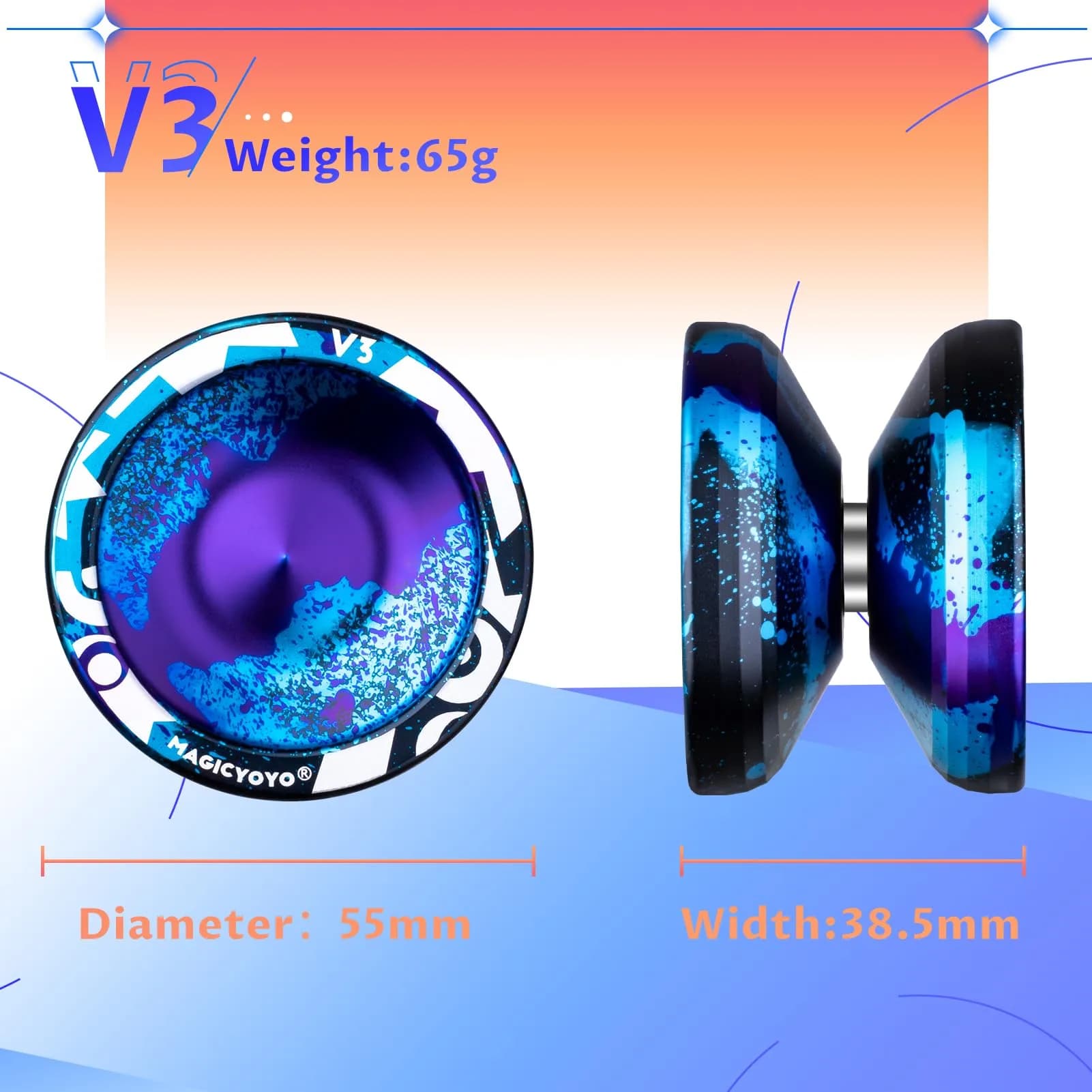 MAGICYOYO Responsive Yoyo V3 Metal Yo-yo for Kids Beginner | Dual Function Aluminum Alloy Yo yo with Unresponsive Bearing + Bearing Removal Tool, Axle, Bag,12 Strings (Black Blue Purple) - view 6