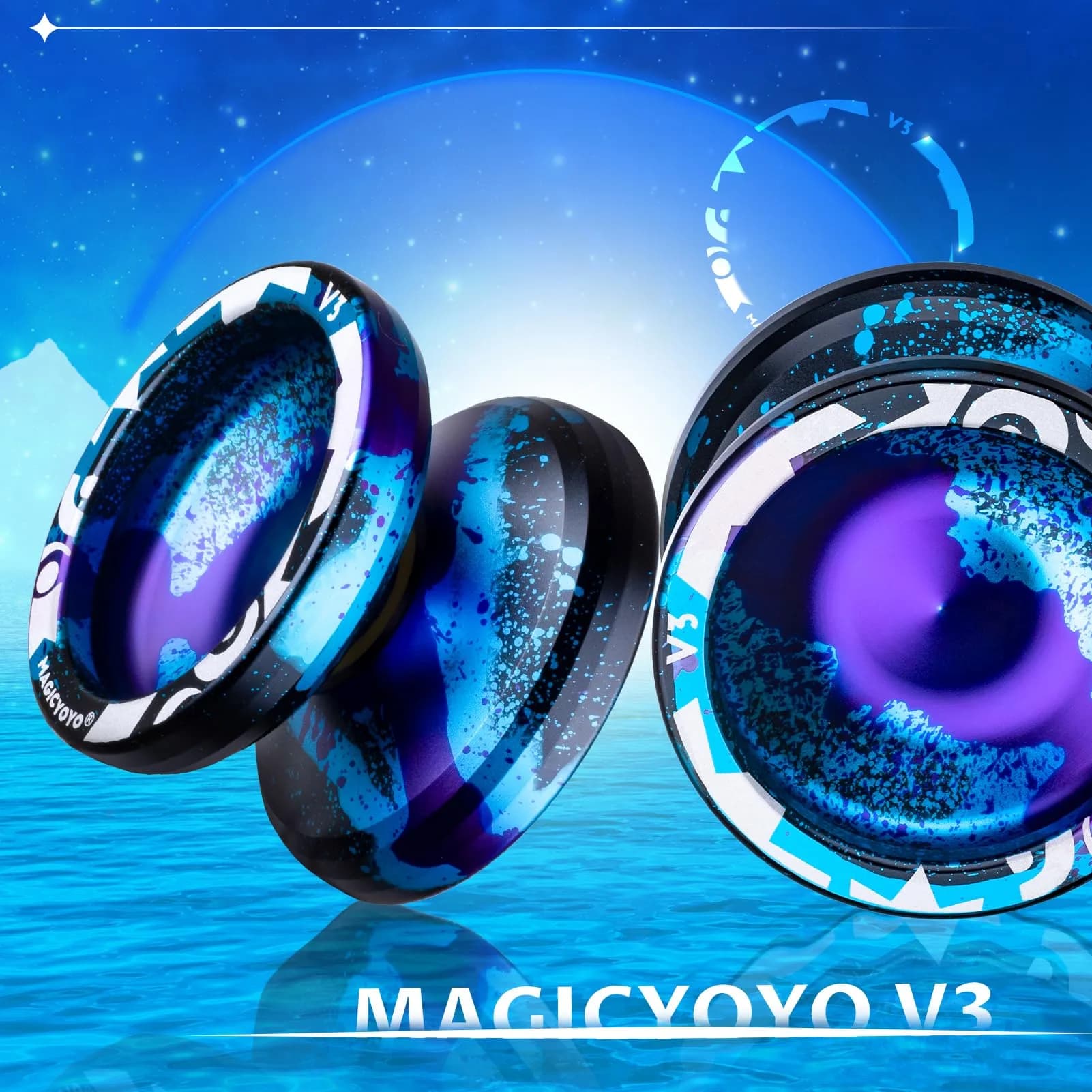 MAGICYOYO Responsive Yoyo V3 Metal Yo-yo for Kids Beginner | Dual Function Aluminum Alloy Yo yo with Unresponsive Bearing + Bearing Removal Tool, Axle, Bag,12 Strings (Black Blue Purple) - view 2