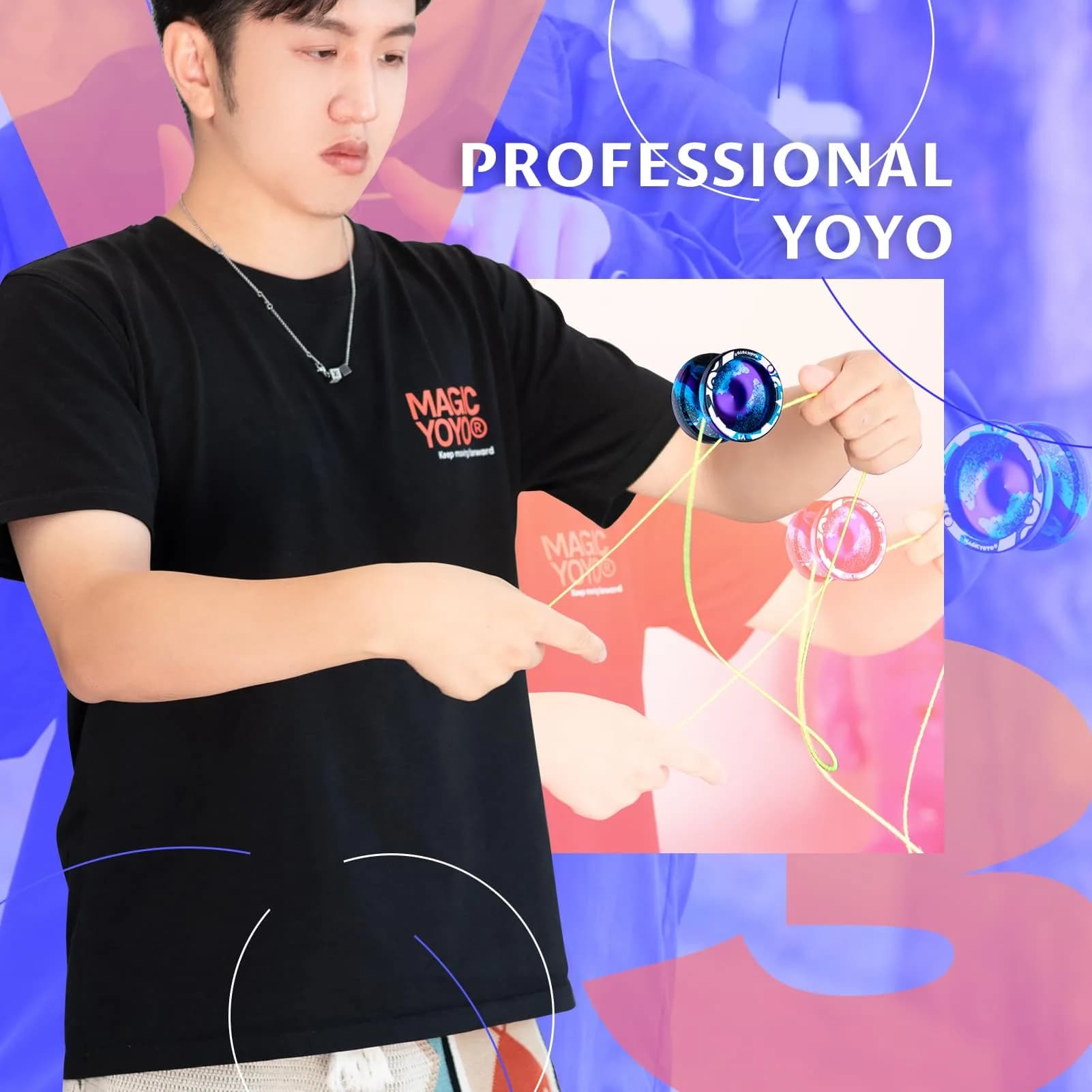 MAGICYOYO Responsive Yoyo V3 Metal Yo-yo for Kids Beginner | Dual Function Aluminum Alloy Yo yo with Unresponsive Bearing + Bearing Removal Tool, Axle, Bag,12 Strings (Black Blue Purple) - view 3