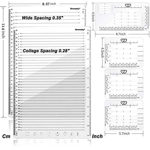 Sirensky Straight Line Stencil Templates and Envelope Addressing Guide Set of 6 | College Ruled 9/32" and 0.35" Spacing thumbnail 7