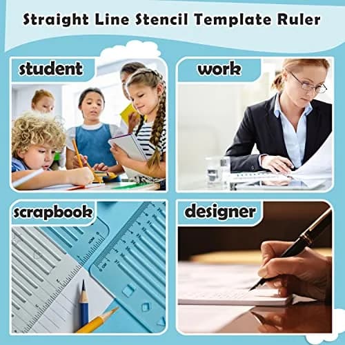 Sirensky Straight Line Stencil Templates and Envelope Addressing Guide Set of 6 | College Ruled 9/32" and 0.35" Spacing thumbnail 8