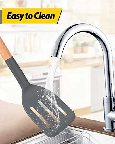 BUNDLEPRO Silicone Spatula Set 2 Pack | BPA-Free, Heat Resistant 446℉ (230℃), Gray thumbnail 6