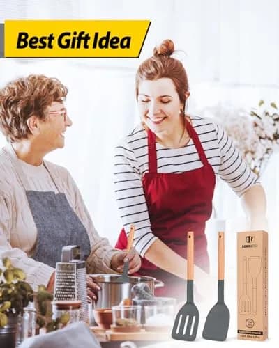 BUNDLEPRO Silicone Spatula Set 2 Pack | BPA-Free, Heat Resistant 446℉ (230℃), Gray thumbnail 7