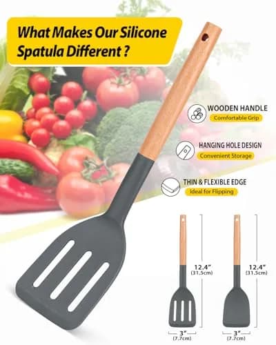 BUNDLEPRO Silicone Spatula Set 2 Pack | BPA-Free, Heat Resistant 446℉ (230℃), Gray thumbnail 2