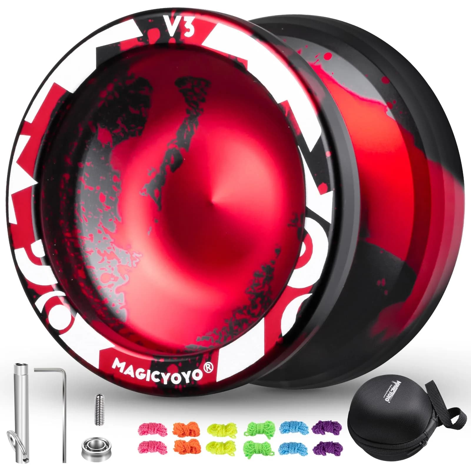 MAGICYOYO V3 Responsive & Unresponsive Yo-yo Dual Function | Aluminum Alloy 6061, 64.9g (2.29 oz) — Black Red