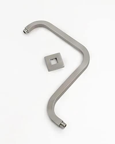 PHASAT S Shaped Shower Arm with Flange, 97cm (38.2") High Rise Shower Head Extension Arm | Brushed Nickel, 304 Stainless Steel thumbnail 4