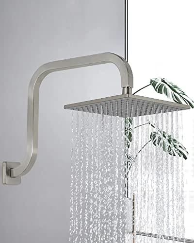 PHASAT S Shaped Shower Arm with Flange, 97cm (38.2") High Rise Shower Head Extension Arm | Brushed Nickel, 304 Stainless Steel thumbnail 3