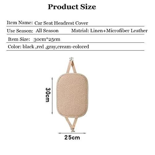 MYCRITEE Car Seat Headrest Covers 25cm x 30cm | Breathable Linen Microfiber Leather (2-Pack, Black) thumbnail 4