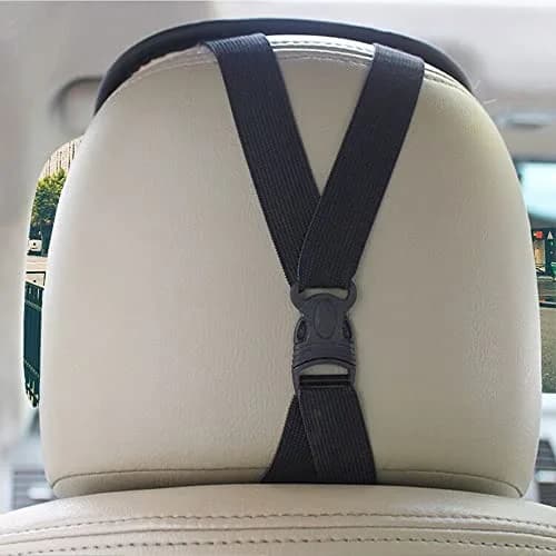MYCRITEE Car Seat Headrest Covers 25cm x 30cm | Breathable Linen Microfiber Leather (2-Pack, Black) thumbnail 3