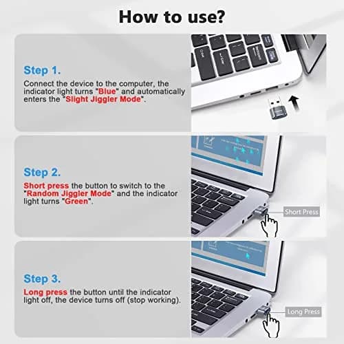 AUEDROT Mouse Jiggler Gray USB Mouse Mover with 2 Jiggle Modes | Keep Computer Awake thumbnail 6