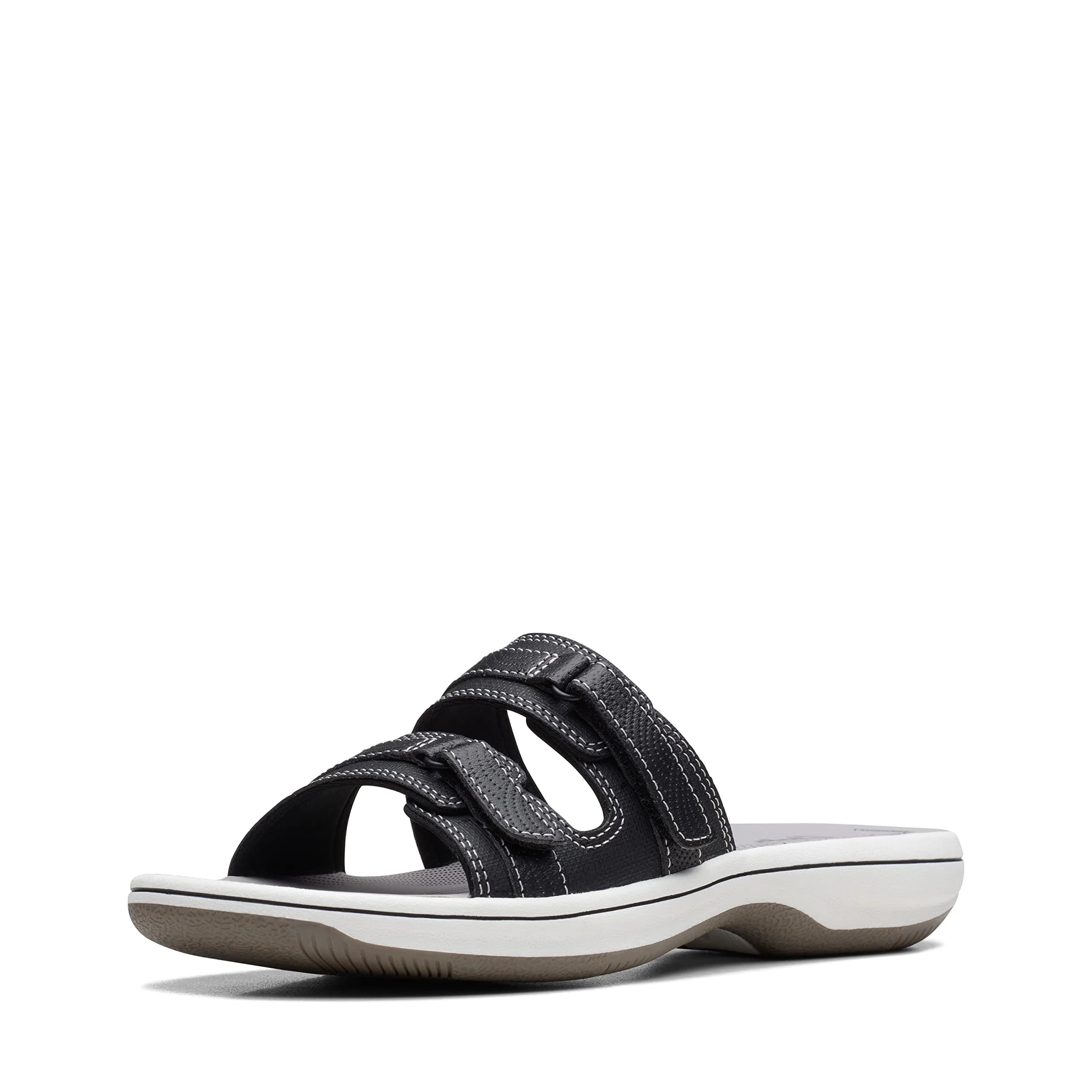 Clarks Cloudsteppers Women's Breeze Piper Slide Sandal Black Synthetic 8 Medium US | Beach-Strolling Comfort — Black