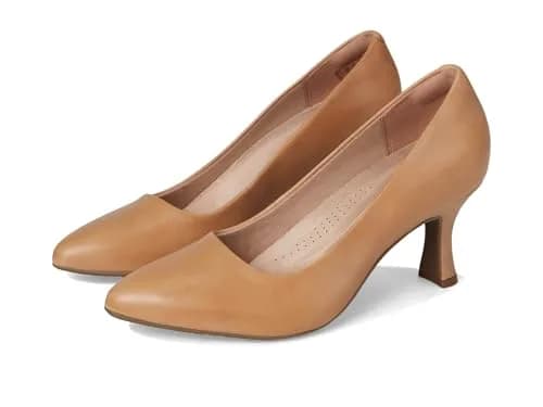 Clarks Women's Kataleyna Gem Pump 6.5 Wide | Elegant Leather Pump for Women — Warm Beige Leather