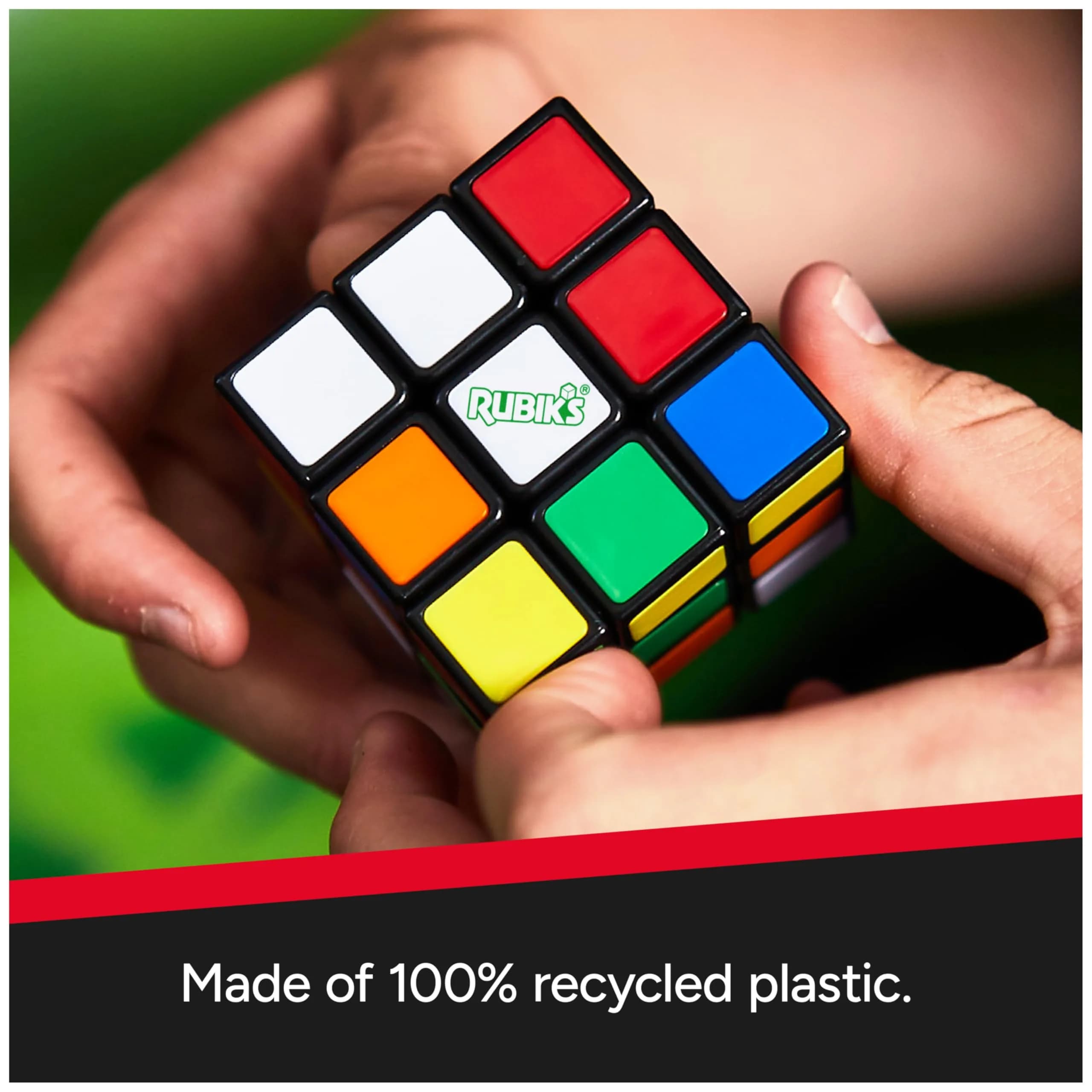 Rubik's Original 3x3 Cube - Eco-Friendly 100% Recycled Plastic Edition | Classic Brain Teaser Puzzle for Ages 8+ - view 3