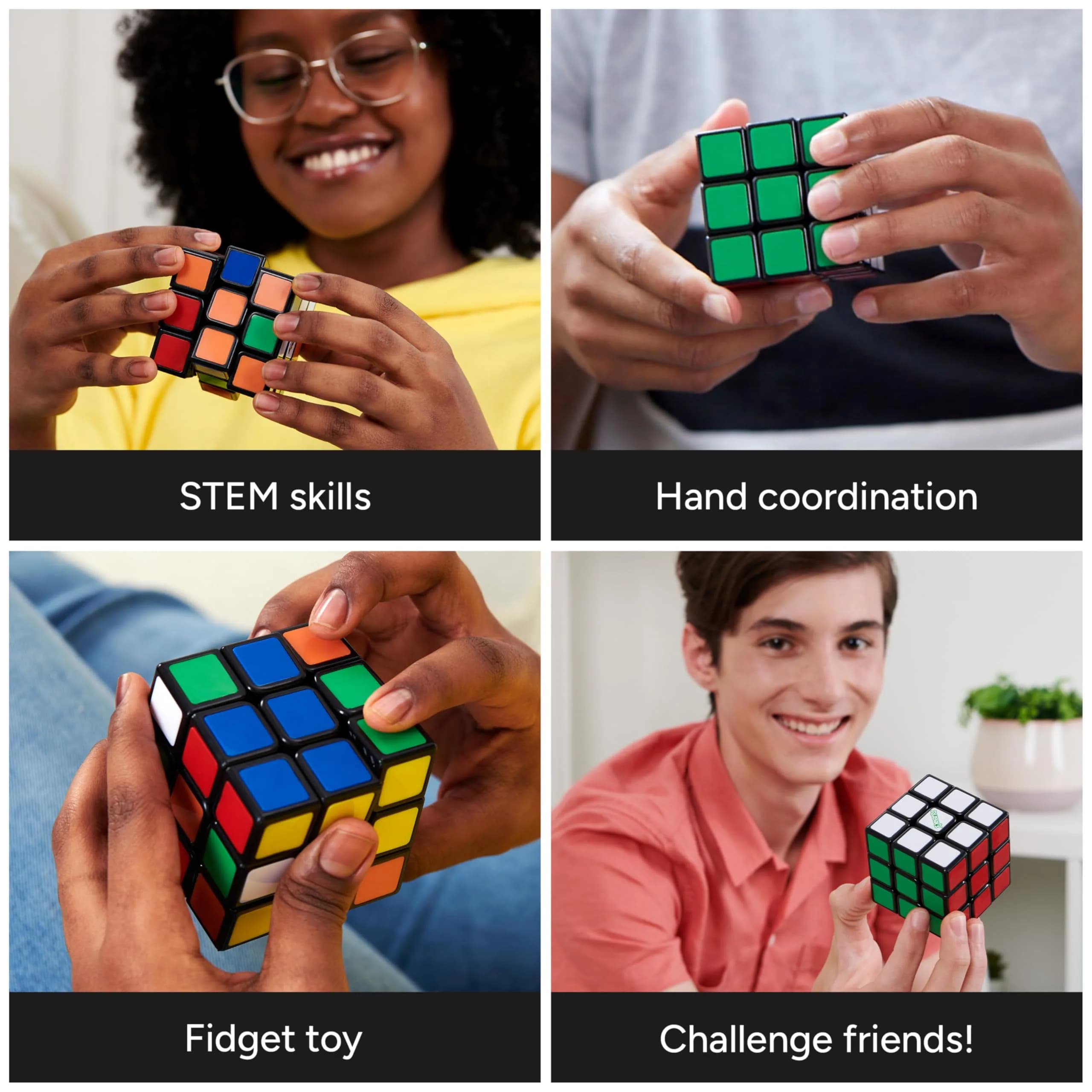 Rubik's Original 3x3 Cube - Eco-Friendly 100% Recycled Plastic Edition | Classic Brain Teaser Puzzle for Ages 8+ - view 4