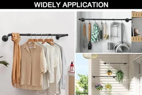 Livabber Industrial Pipe Clothes Rack 91cm (36 Inch) | Heavy Duty Wall Mounted Garment Bar for Bedroom, Closet thumbnail 5