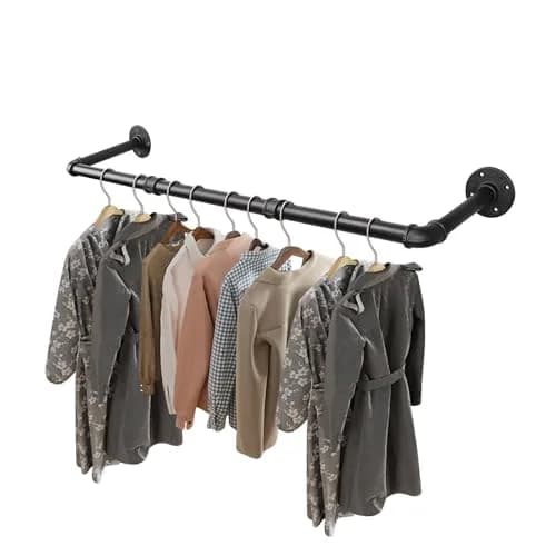 Livabber Industrial Pipe Clothes Rack 91cm (36 Inch) | Heavy Duty Wall Mounted Garment Bar for Bedroom, Closet thumbnail 1