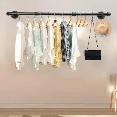 Livabber Industrial Pipe Clothes Rack 91cm (36 Inch) | Heavy Duty Wall Mounted Garment Bar for Bedroom, Closet thumbnail 7