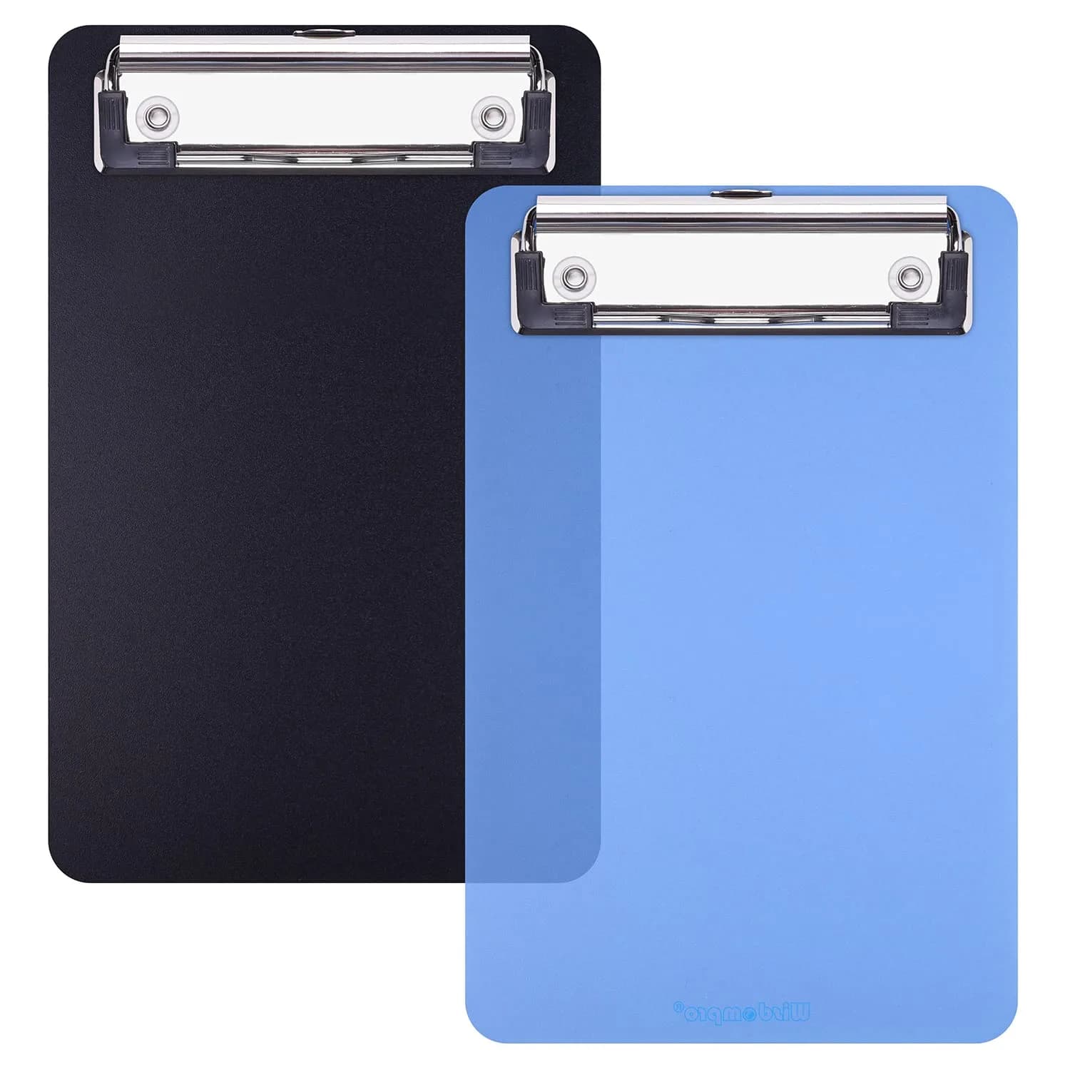 Wisdompro Mini Clipboards 12cm x 18.5cm (4.7"x7.3") Black/Blue 2-Pack | Durable Polypropylene & Stainless Steel - main product image