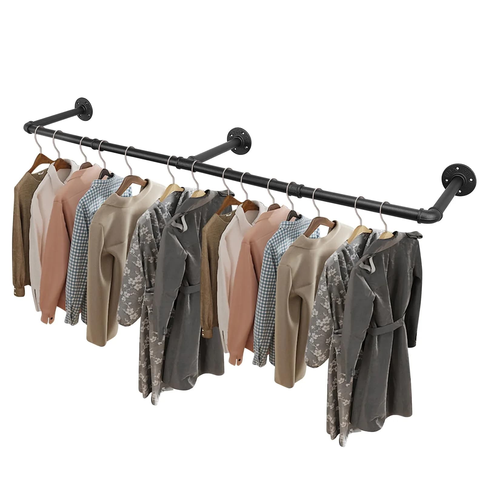 Livabber Industrial Pipe Clothes Rack 127 cm (50 Inch) | Rustic Wall Mounted Garment Rack for Bedroom, Closet - main product image