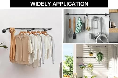 Livabber Industrial Pipe Clothes Rack 127 cm (50 Inch) | Rustic Wall Mounted Garment Rack for Bedroom, Closet thumbnail 5