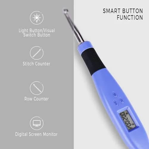 Zcvtbye Light Up Crochet Hooks Set, 12 Sizes with Digital Counters, Ergonomic, Rechargeable | Perfect for Dark Yarn Projects thumbnail 3