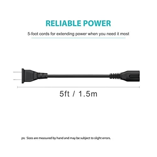 YCWZZH 5ft 2-Prong AC Power Cord | Replaces JBL PartyBox, ION Game Day Speakers thumbnail 4