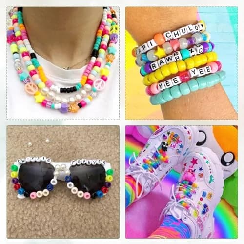 QUEFE 72 Colors 4700pcs 9mm Pony Beads Bracelet Kit Kandi Bead | Modern Acrylic Craft Beads for Jewelry Making thumbnail 6