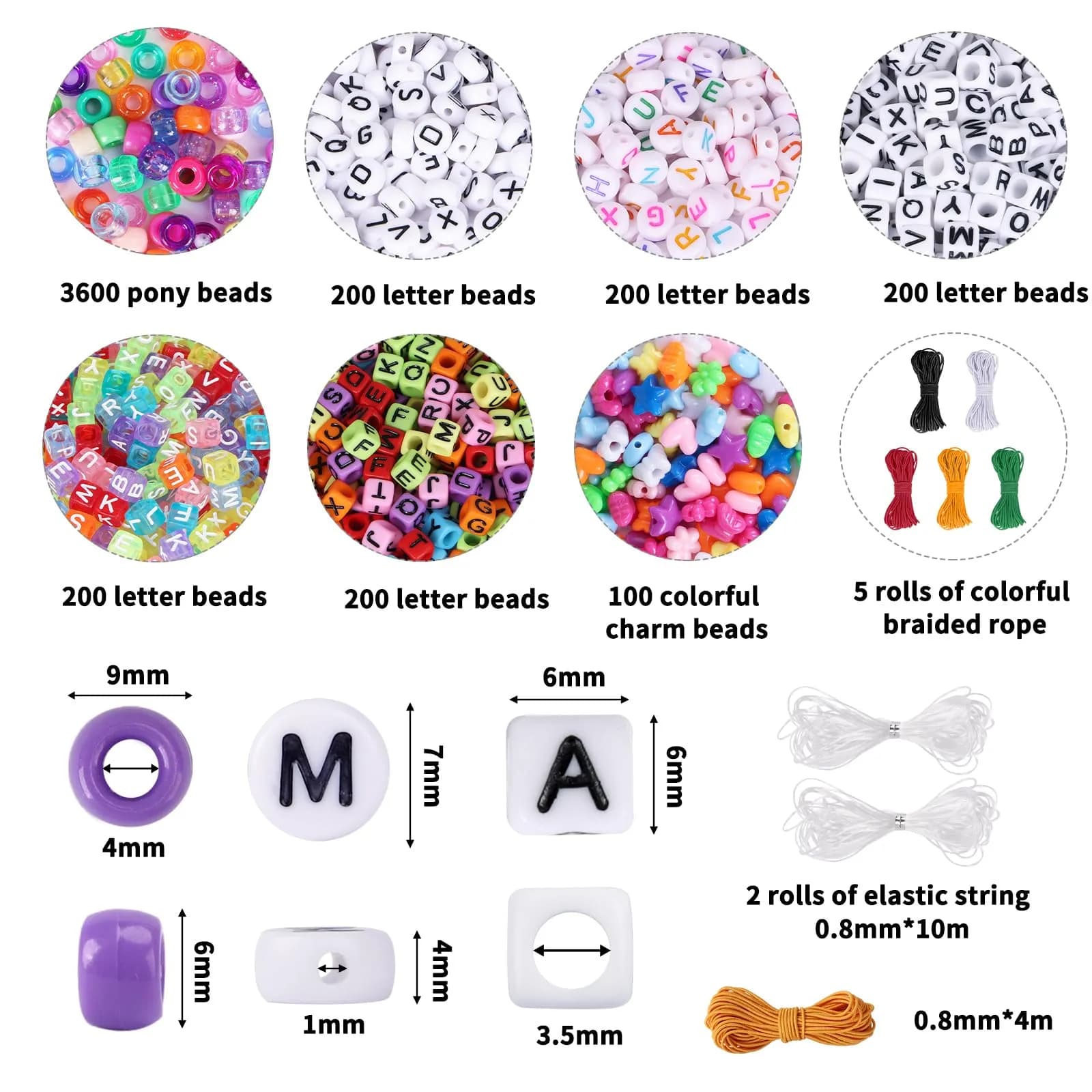 QUEFE 72 Colors 4700pcs 9mm Pony Beads Bracelet Kit Kandi Bead | Modern Acrylic Craft Beads for Jewelry Making - view 2