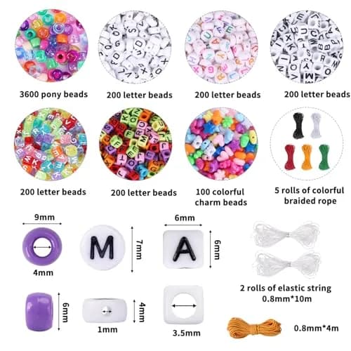 QUEFE 72 Colors 4700pcs 9mm Pony Beads Bracelet Kit Kandi Bead | Modern Acrylic Craft Beads for Jewelry Making thumbnail 2