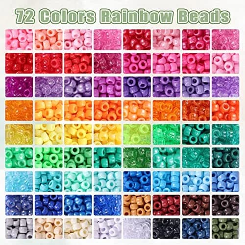 QUEFE 72 Colors 4700pcs 9mm Pony Beads Bracelet Kit Kandi Bead | Modern Acrylic Craft Beads for Jewelry Making thumbnail 3