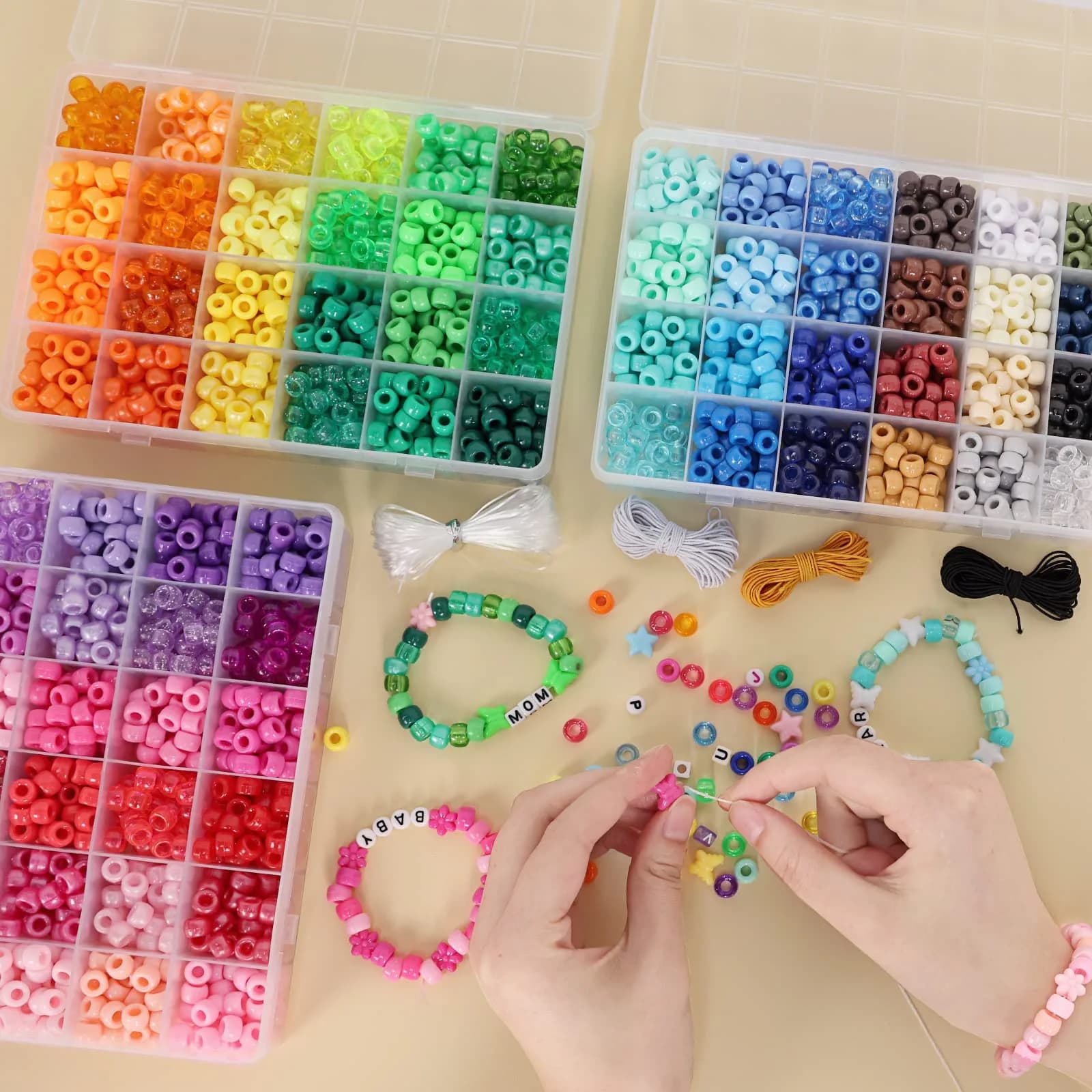 QUEFE 72 Colors 4700pcs 9mm Pony Beads Bracelet Kit Kandi Bead | Modern Acrylic Craft Beads for Jewelry Making - view 4
