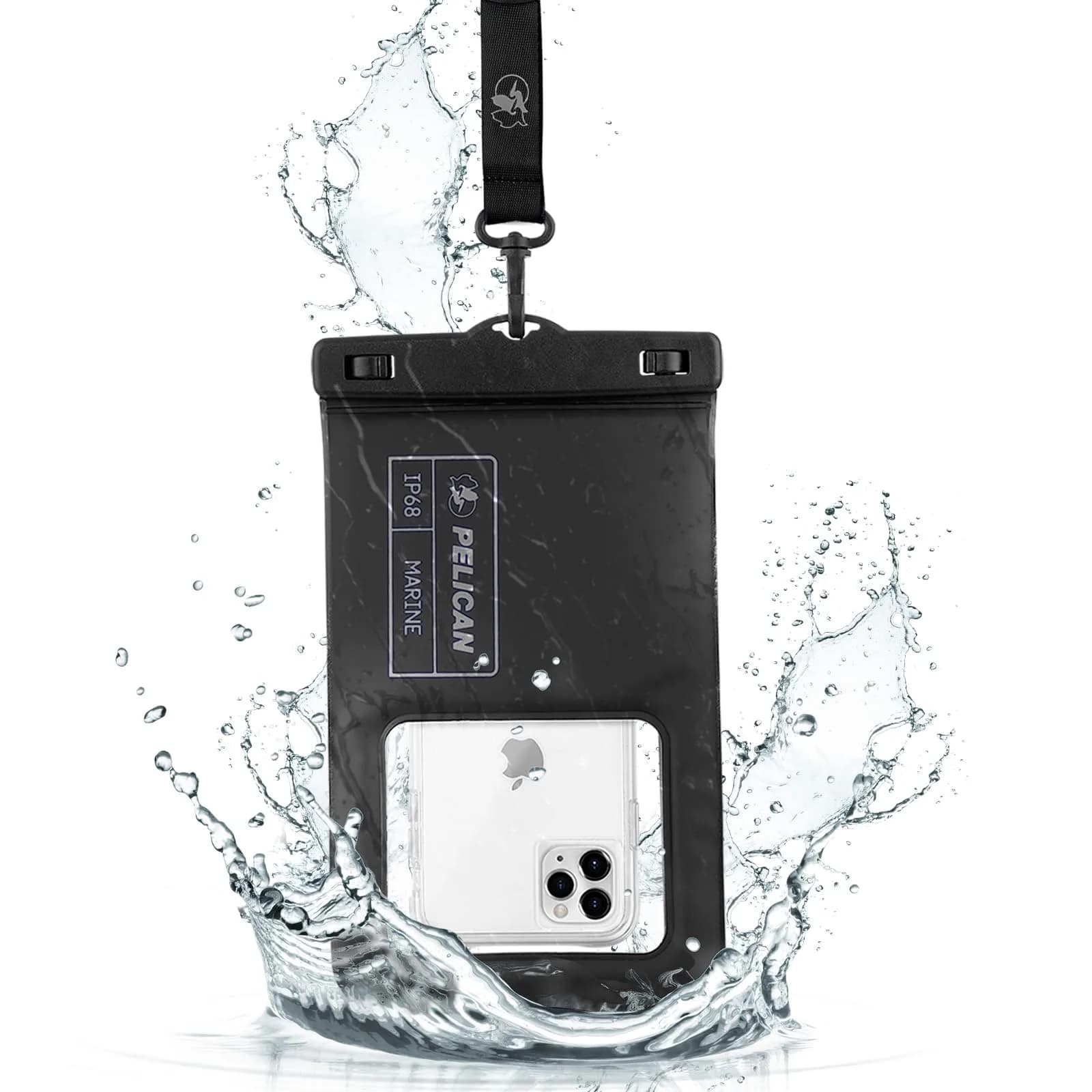 Pelican Waterproof Phone Pouch (XL) - Stealth Black | IP68 Floating Case with Touchscreen Access