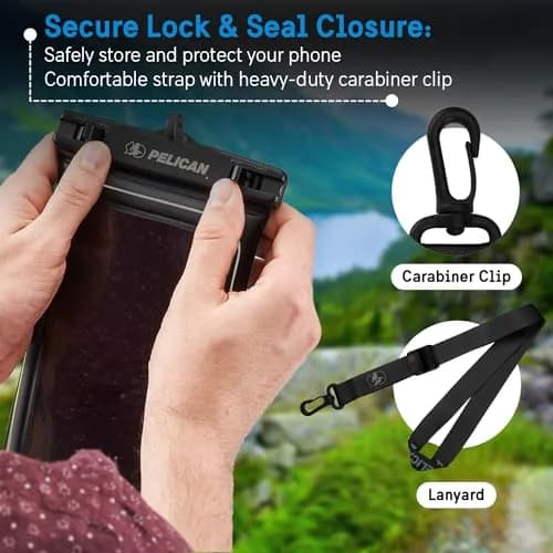 Pelican Waterproof Phone Pouch (XL) - Stealth Black | IP68 Floating Case with Touchscreen Access thumbnail 5