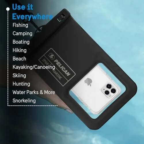 Pelican Waterproof Phone Pouch (XL) - Stealth Black | IP68 Floating Case with Touchscreen Access thumbnail 7